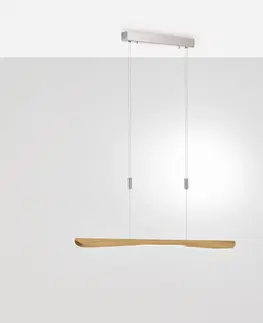 Závěsná světla quitani Závěsné svítidlo Quitani LED Hiba, přírodní dub, délka 118 cm