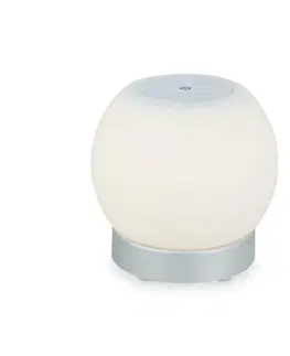 LED stolní lampy BRILONER LED bateriové stolní svítidlo, pr.16 cm, LED modul, 3W, 350 lm, matný chrom IP44 BRILO 7439-014
