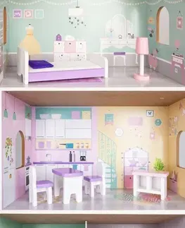 Hračky Dřevěný domeček pro panenky + nábytek High Berry rezidence ECOTOYS