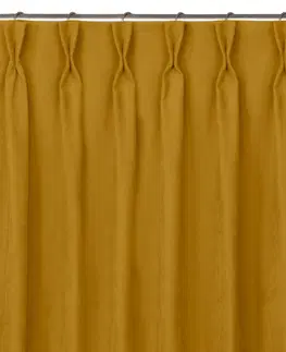 Záclony Závěs Homede Milana I s kroužky a dvojitým záhybem Flex hořčicově žlutý, velikost 220x175