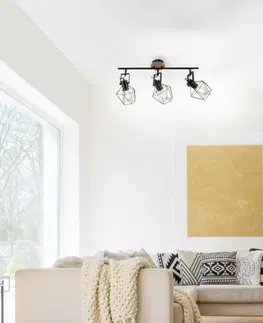 Designová stropní svítidla LEUCHTEN DIREKT is JUST LIGHT Stropní svítidlo ze dřeva a kovu v moderním vintage stylu s nastavitelnými spoty