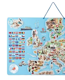 Hračky WOODY - Magnetická mapa EVROPY, společenská hra  3 v 1 v AJ