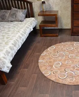 Koberce a koberečky Dywany Lusczow Kulatý koberec DROPS Bubbles béžový, velikost kruh 200
