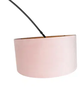 Obloukove lampy Oblouková lampa černý sametový odstín růžová se zlatem 50 cm - XXL