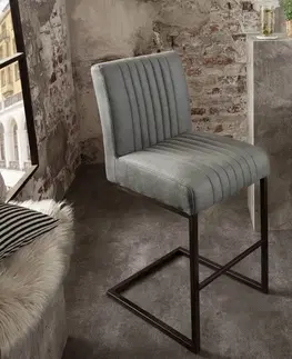Luxusní jídelní židle Estila Industriální designová barová židle Corina v antické šedé barvě