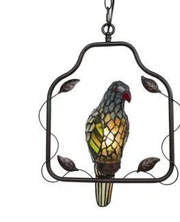 Svítidla Závěsné vitrážové světlo Tiffany v designu papouška – 40*26*86 cm E14/max 1*25W Clayre & Eef 5LL-6059
