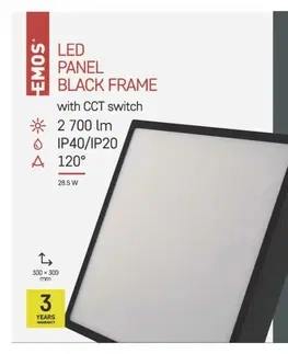LED stropní svítidla EMOS LED svítidlo NEXXO černé, 30 x 30 cm, 28,5 W, teplá/neutrální bílá ZM6353