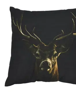 Dekorační polštáře Černý polštář s jelenem Black Deer - 50*10*50cm Mars & More GKKSZH