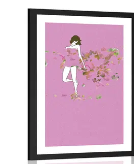 Ženy Plakát s paspartou dívka v objetí růžové