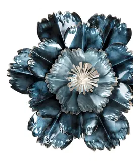 Obrazy Modrá kovová nástěnná dekorace květina Touri - Ø 54*6 cm Clayre & Eef 6Y4461