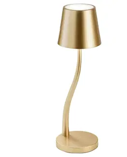 Venkovní osvětlení terasy Fabas Luce LED stolní lampa Judy, baterie, IP54, zlatá