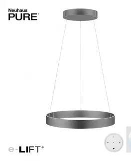 LED lustry a závěsná svítidla PAUL NEUHAUS LED závěsné svítidlo PURE-E-CLIPSE šedá elektricky nastavitelná výška 2700-5000K PN 2561-15