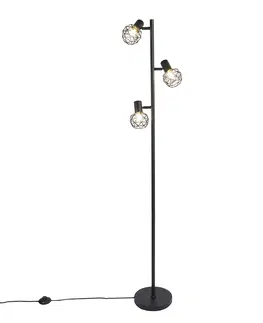 Stojaci lampy Designová stojací lampa černá 3-světelná nastavitelná - síťovina