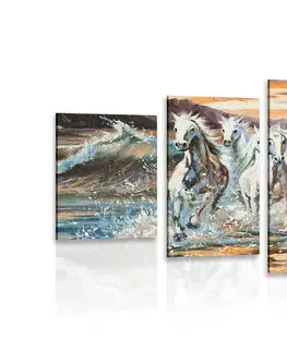 Obrazy zvířat 5-dílný obraz koně tvořeny vodou