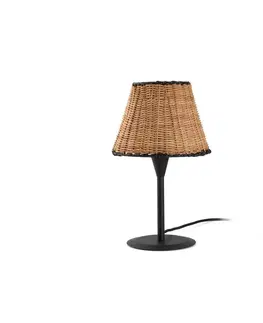 Designové stolní lampy FARO SUMBA černá/ratan mini stolní lampa