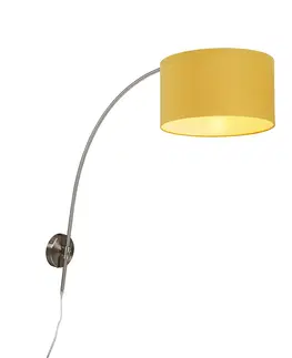 Nastenna svitidla Nástěnná oblouková lampa z oceli s odstínem žluté 35/35/20 nastavitelná
