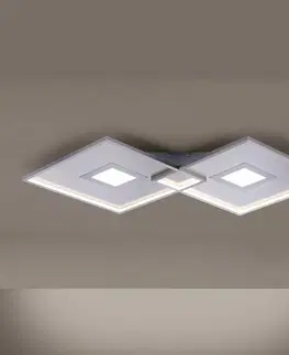 Stropní svítidla Paul Neuhaus LED stropní světlo Amara, dva čtverce, stříbrná