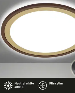 LED stropní svítidla BRILONER Ultraplochý LED panel s přímým a nepřímým osvětlením, pr.29,3 cm, LED, 18 W, 2400 lm, hnědo-zlatá BRILO 7454-417