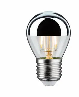 LED žárovky PAULMANN LED kapka 2,6 W E27 zrcadlový svrchlík stříbrná teplá bílá 286.64