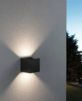 LED venkovní nástěnná svítidla PAULMANN domovní LED venkovní nástěnné svítidlo Smart Home Zigbee Cybo IP44 hranaté 100x100mm RGBW 2x2,5W 230V antracit hliník 948.47