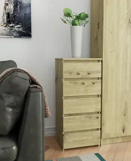 Komody Ak furniture Komoda CL5 40 cm s 5 zásuvkami dub artisan