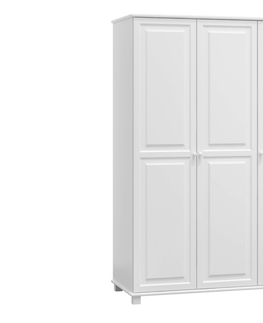 Šatní skříně Skříň 3D BHAGIRA 2, šíře 120 cm, masiv borovice, moření: bílé