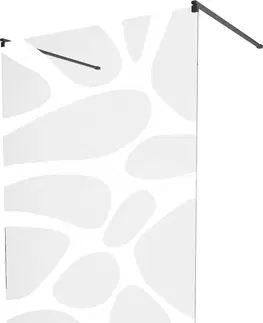 Sprchové zástěny MEXEN/S KIOTO samostatně stojící sprchová zástěna 100 x 200, transparent/bílá vzor 8 mm, černá 800-100-002-70-97