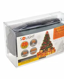 LED osvětlení na baterie Solight LED vánoční řetěz, 3m, 20xLED, 3x AA, bílé světlo, zelený kabel 1V50-W