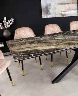 Jídelní stoly LuxD Roztahovací keramický stůl Paquita 180-220-260 cm taupe mramor