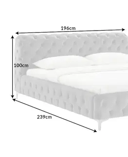 Designové postele LuxD Designová postel Rococo 180 x 200 cm šedý samet - Skladem