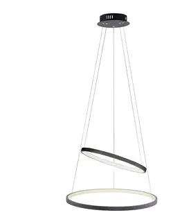 Zavesna svitidla Moderní prstenová závěsná lampa antracitová včetně LED stmívatelná - Anella Duo