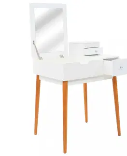 Toaletní Toaletní stolek se zrcadlem bílá / hnědá Dekorhome