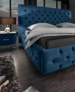 Designové postele LuxD 24746 Designová postel Laney 160x200 cm tmavě modrý samet