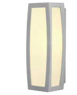 Moderní venkovní nástěnná svítidla SLV BIG WHITE MERIDIAN BOX, venkovní nástěnné svítidlo, TC-(D,H,T,Q)SE, IP54, stříbrošedé, max. 20 W 230044