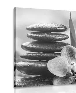 Černobílé obrazy Obraz meditační Zen kompozice v černobílém provedení