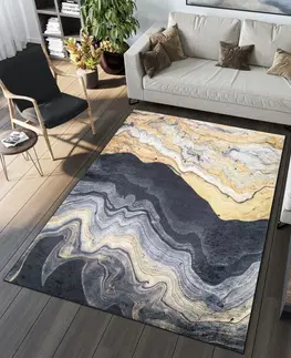 Moderní koberce Černý designový koberec s abstraktním vzorem Šířka: 80 cm | Délka: 150 cm