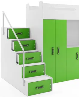 Postele BMS Dětská patrová postel se stolkem MAX 4 Barva: Zelená