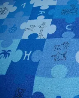 Koberce a koberečky Dywany Lusczow Dětský koberec PUZZLE modrý, velikost 100x500