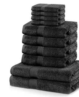 Ručníky Sada ručníků DecoKing Kunis tmavě šedých, velikost 2*70x140+4*50x100+4*30x50