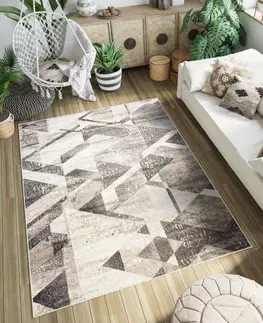 Moderní koberce Všestranný moderní koberec s geometrickým vzorem v odstínech hnědé Šířka: 80 cm | Délka: 150 cm