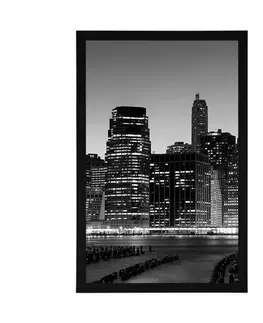Černobílé Plakát noční New York v černobílém provedení