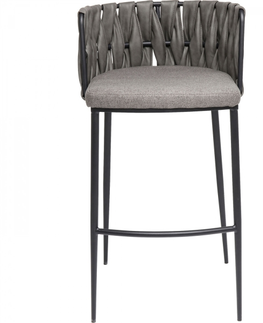 Barové židle KARE Design Šedá polstrovaná barová židle Cheerio