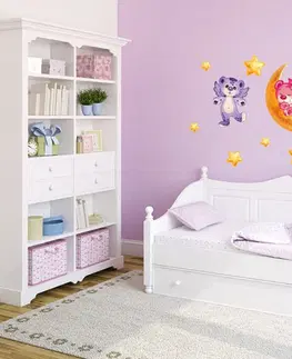 Nálepky pro děti Dekorační nálepky na stěnu růžovo-fialový medvídci