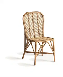 Luxusní a stylové zahradní židle Estila Luxusní zahradní židle Ellazo z ratanu s opěrkou s výpletem v chevron vzoru světle hnědá 95 cm