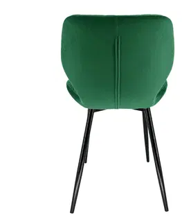 Židle Ak furniture Sametová čalouněná prošívaná židle Apas zelená