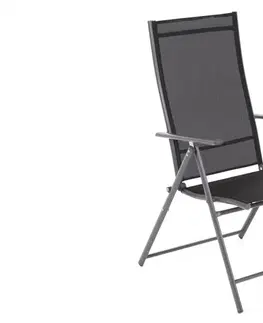 Zahradní křesla a židle Skládací zahradní židle ocel / textilen Stříbrná / šedá