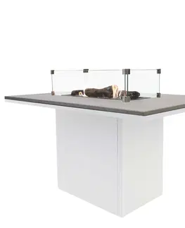 Přenosná ohniště Krbový plynový stůl Cosiloft 120 vysoký jídelní stůl bílý rám / deska šedá (neobsahuje sklo) COSI
