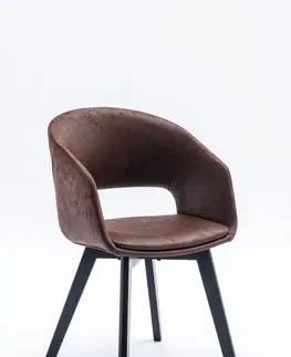 Luxusní jídelní židle Estila Moderní skandinávská jídelní židle Lena s hnědým čalouněním a černýma hnědýma nohama 79cm