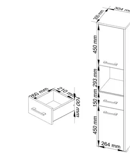 Koupelnový nábytek Ak furniture Koupelnová skříňka Fin II 30 cm bílá/venge