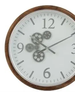 Hodiny Nástěnné hodiny s dřevěným rámem a ozubenými kolečky Laudine S - Ø 52*7 cm J-Line by Jolipa 2917